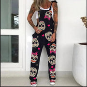 Street Fashion Skull Print Overalls Women