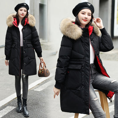 Long Hooded Down Jacket Women