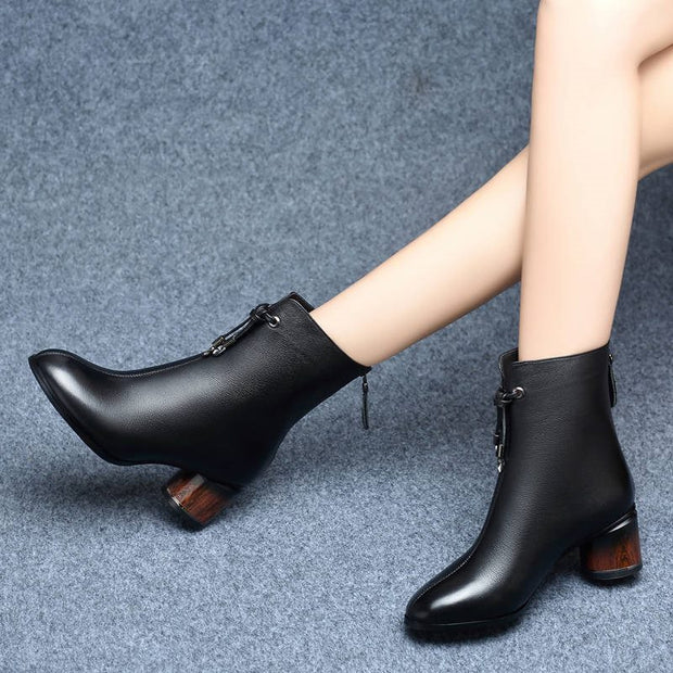 Women's Winter Padded Mid-heeled Cotton Shoes Women's Shoes Boots