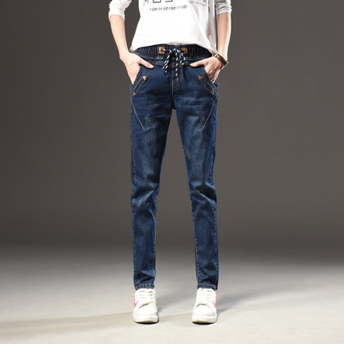 Women's Elastic Waist Jeans Trousers