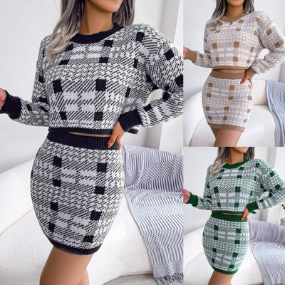 Women's Two-piece Hip Skirt Knitted Suit