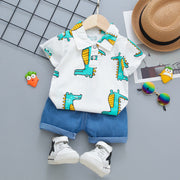 New denim three-piece set for children and babies 0-4 years old