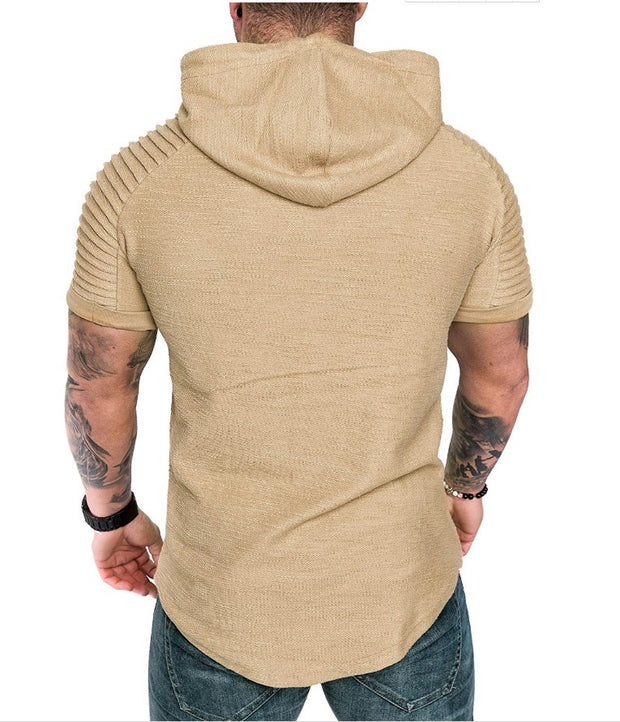 Pleated raglan sleeves men's sweater