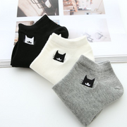 New summer women's socks 3 pairs of white cotton cute cat women fashion short paragraph socks women's cotton socks