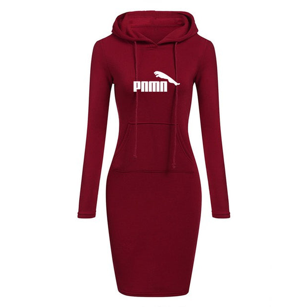 Autumn Winter Women Hoodies Sweatshirts Long-sleeved Dress