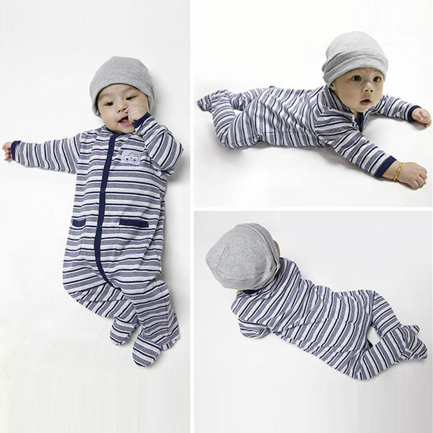 Striped Long-Sleeved Jumpsuit For Babies And Toddlers