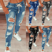 Thin Women's Jeans Trousers With Ripped Holes