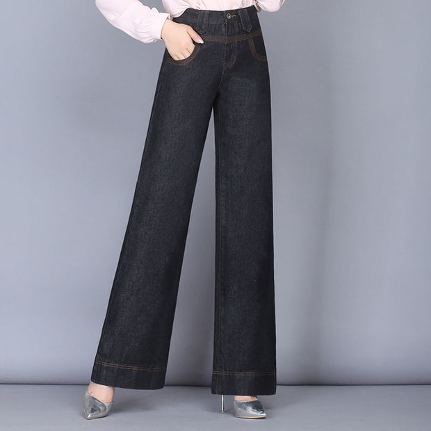 Wide Leg Jeans Women Casual Straight High Waist Loose Drape Jeans