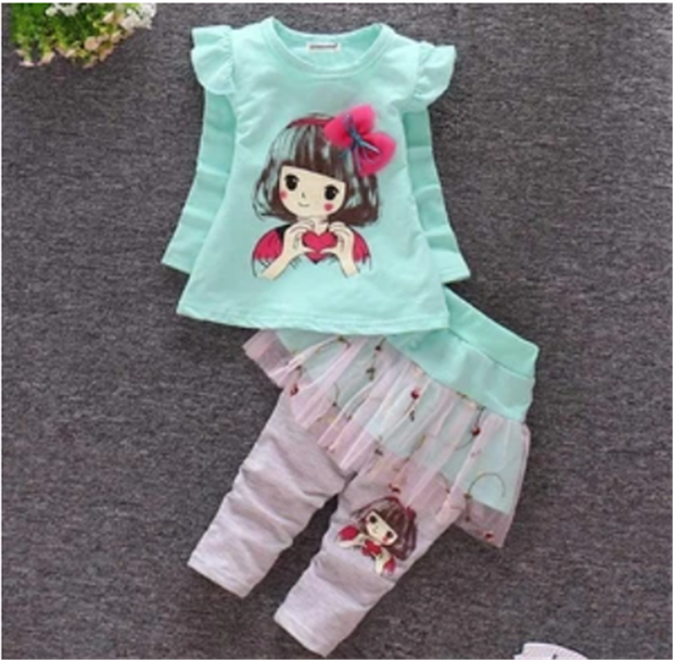 Girls' Spring Clothes for Girls' Infants and Toddlers' Spring Cotton Clothes Suits