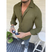 Mens Sexy Linen Shirts Long Sleeve Business dress Shirt Tops