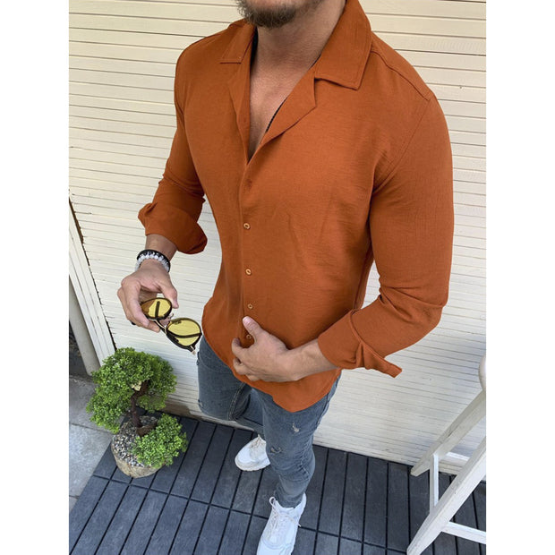 Mens Sexy Linen Shirts Long Sleeve Business dress Shirt Tops