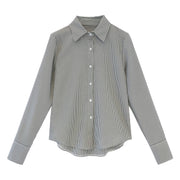 Spring Women's Korean Style New Casual Student Shirt Bottoming Shirt Fashion Loose Long-Sleeved Vertical Striped Shirt