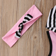 Toddler Kids Baby Girl 1T-6T Hoodie Top Pants Striped Leggings Headband Outfit Clothes