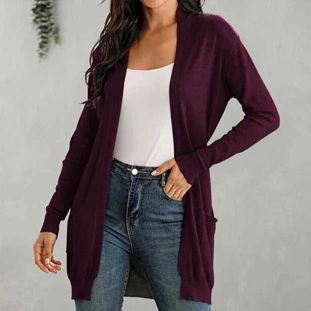 Women's Long-Sleeved Knitted Cardigan Cardigan