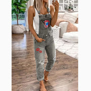 Printed Washed Women's Overalls