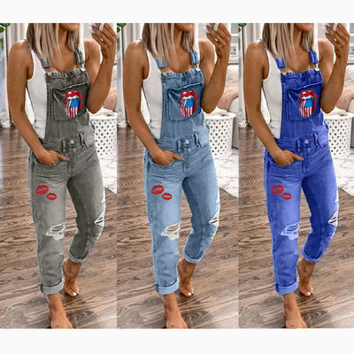 Printed Washed Women's Overalls