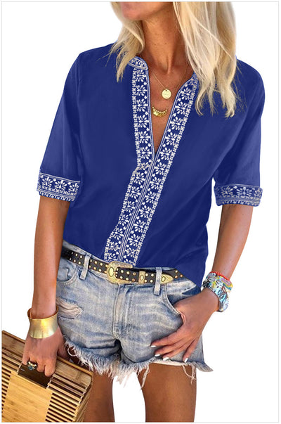 Embroidered Lace Loose Women's Blouse