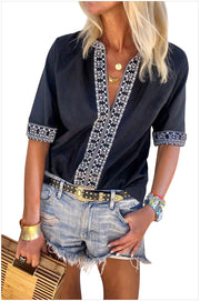 Embroidered Lace Loose Women's Blouse