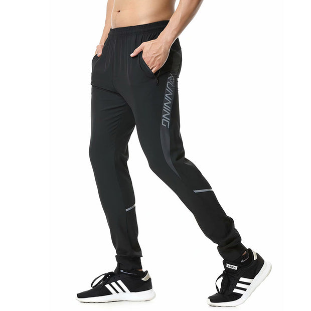 Men Running Pants Zipper Reflective Football Soccer