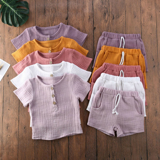 Toddler Kids Baby Boys Summer Casual Clothes Sets Solid