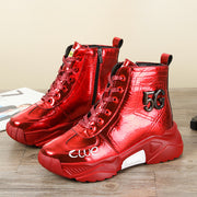 Platform Patent Leather Double Zipper Martin Boots