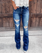 Casual Women's High-rise Ripped Washed Jeans