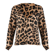 Sexy Long Sleeve Shirt Womens Tops And Blouses Leopard Print Autumn Winter Ladies Blouse V Neck Office Blusas Fashion