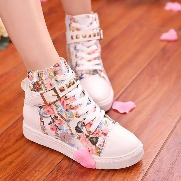 High-top canvas shoes women's flat casual shoes