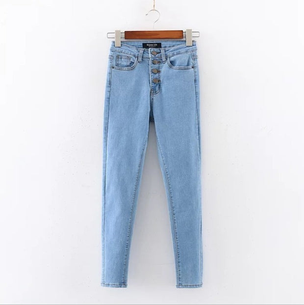 Single breasted jeans women's feet