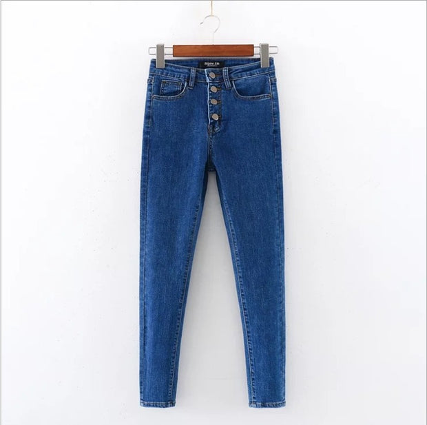 Single breasted jeans women's feet