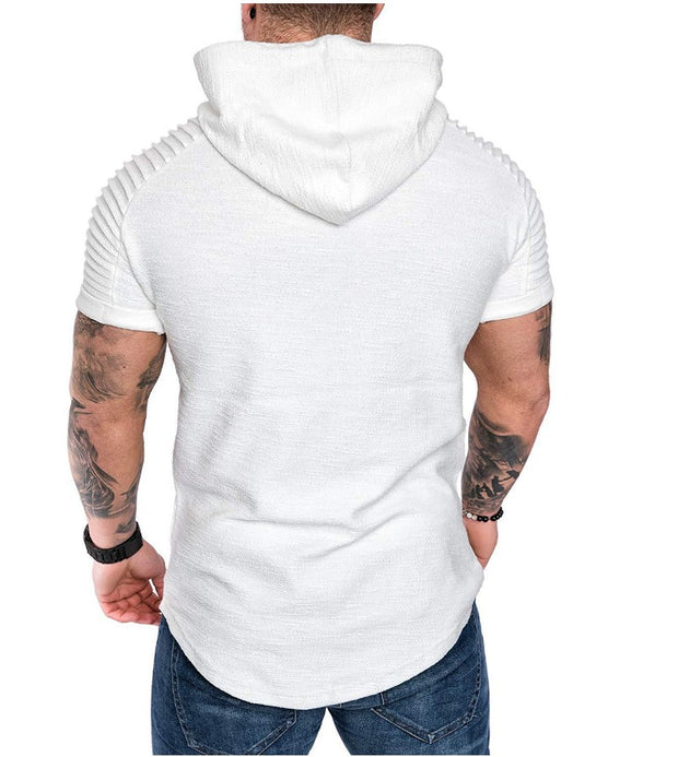 Pleated raglan sleeves men's sweater