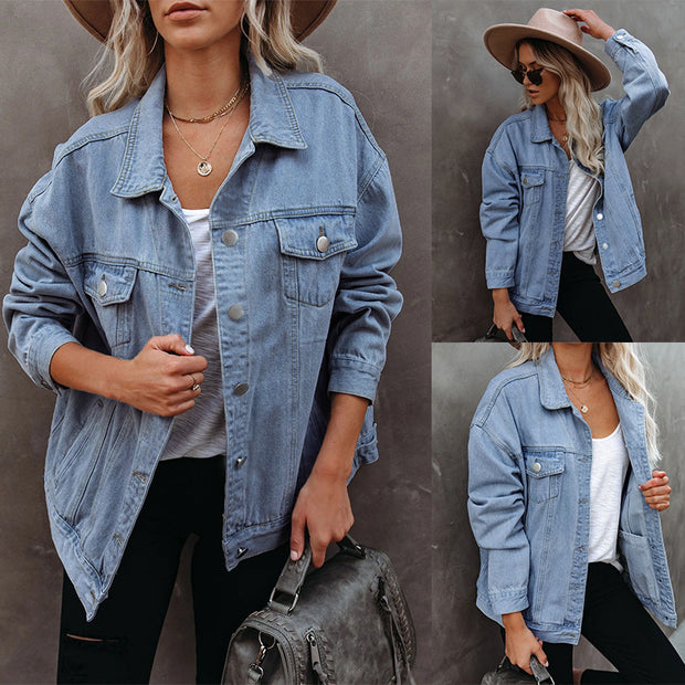 Women's Solid Color Denim Casual Jacket