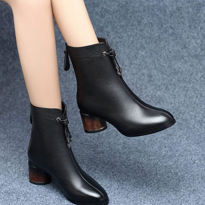 Women's Winter Padded Mid-heeled Cotton Shoes Women's Shoes Boots