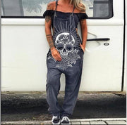 Street Fashion Skull Print Overalls Women