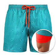 Mens Sports Print Double Layer Polyester Shorts