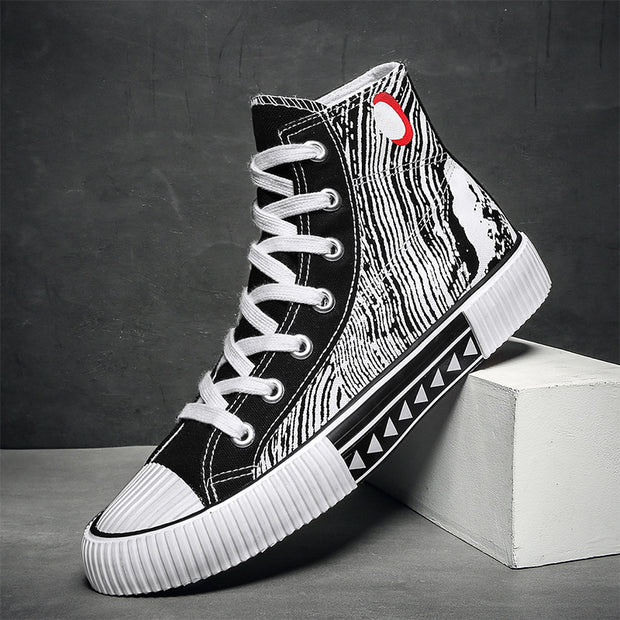 Mens College Style High Top Canvas Shoes