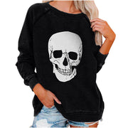 Halloween Skull Funky Print Sweatshirt For Women