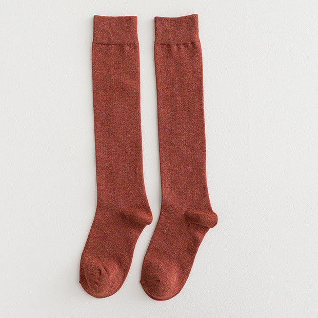 Solid Color Calf Socks Women's Cotton Long Socks