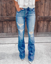 Casual Women's High-rise Ripped Washed Jeans