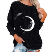 Halloween Skull Funky Print Sweatshirt For Women