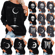 Halloween Skull Funky Print Sweatshirt For Women