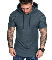 Pleated raglan sleeves men's sweater