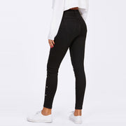 Women's spring black pearl jeans