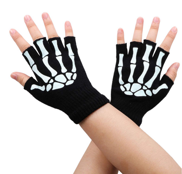 Simplicity Unisex Half Finger Skeleton Pattern