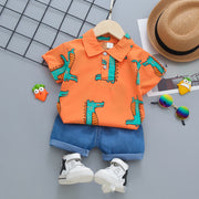 New denim three-piece set for children and babies 0-4 years old