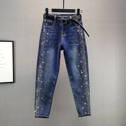 Hot Rhinestone Daddy Harem Pants Women's Jeans