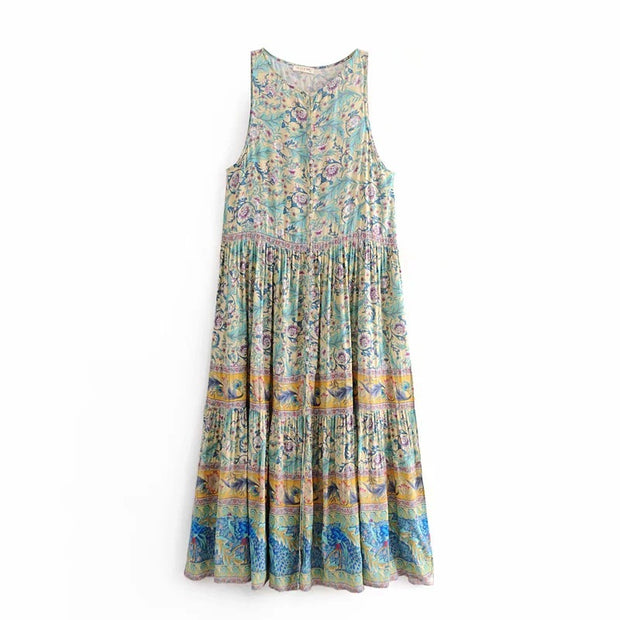 New Bohemian Printed Dresses European and American Women's Holiday Wind Beach Dresses