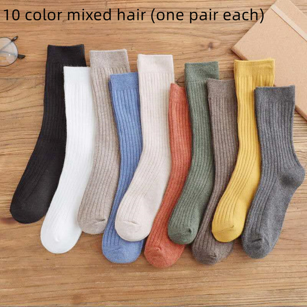 Socks Women's Mid-calf Length Socks Autumn And Winter Cotton Socks Students Korean Style Women's Socks Stockings Japanese Style Loose Socks