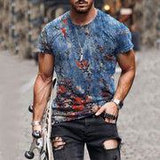 Mens Fashion Casual Mesh Collarless Short Sleeve T-shirt