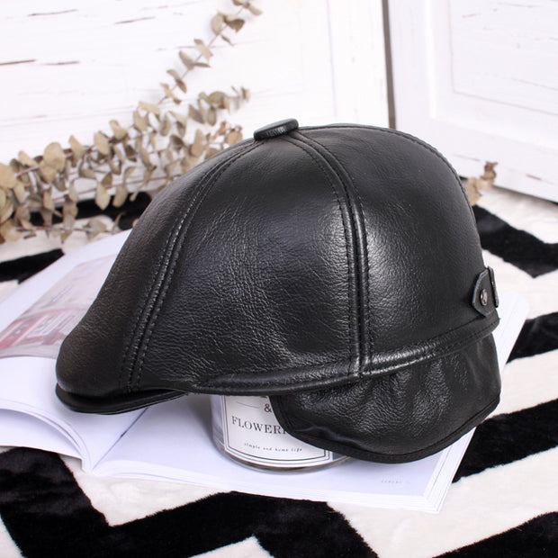 Leather beret thin ladies hat